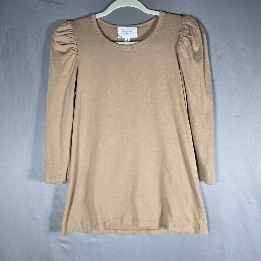 Pomander Place Vesty Puff Sleeve Top Womens S Tan 3/4 Sleeve Tuckernuck